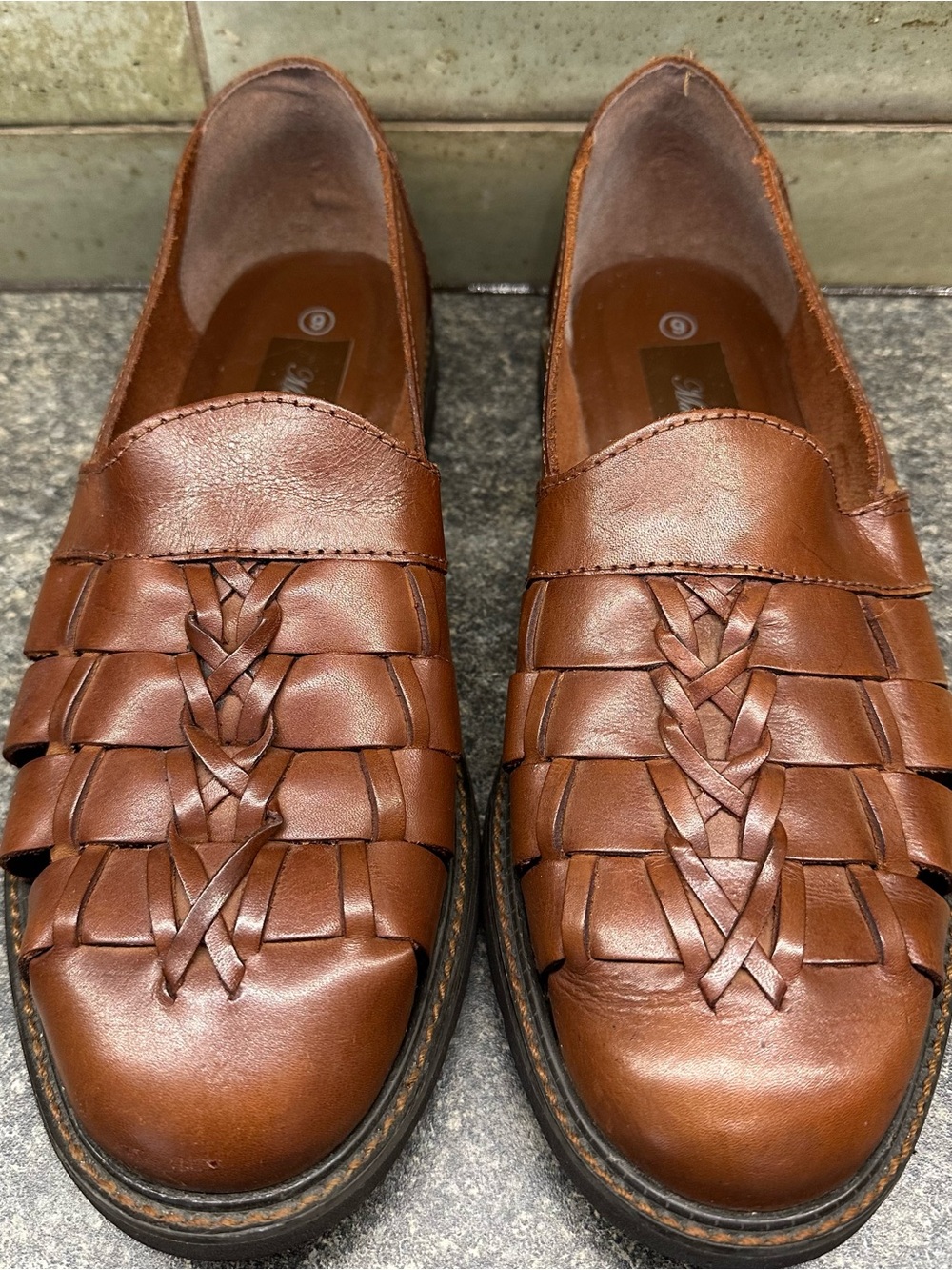 Men's Brown Leather Woven Slip-On Loafers Made In Brazil